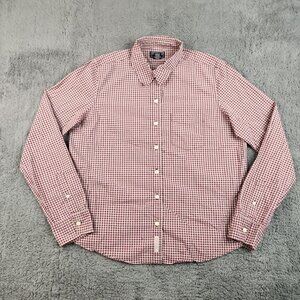 Abercrombie & Fitch Button Shirt Mens Medium Long Sleeve Red White Gingham Plaid